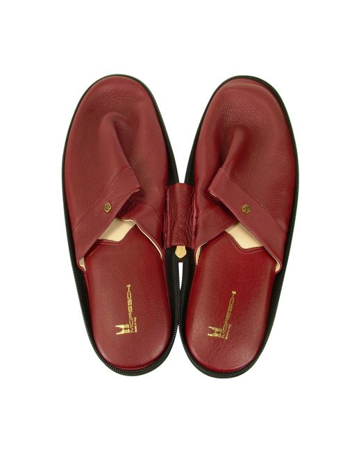 Moreschi Amerigo - Burgundy Nappa Leather Travel Slippers W/case in Red ...