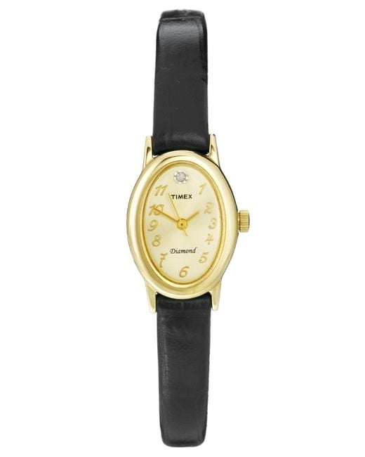 Timex Black Ladies Gold Oval Face Watch