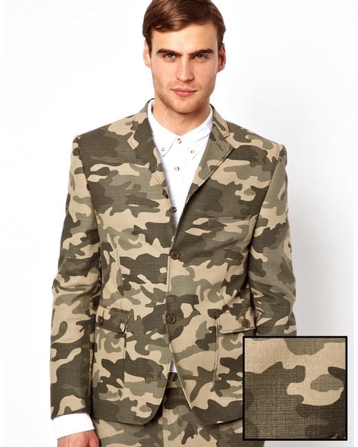 Lambretta Green Suit Jacket in Camo for men