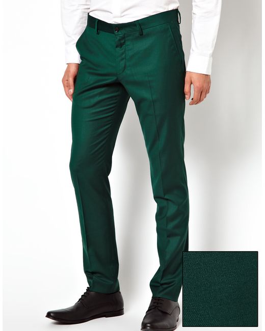 ASOS Green Selected Skinny Fit Suit Pants for men