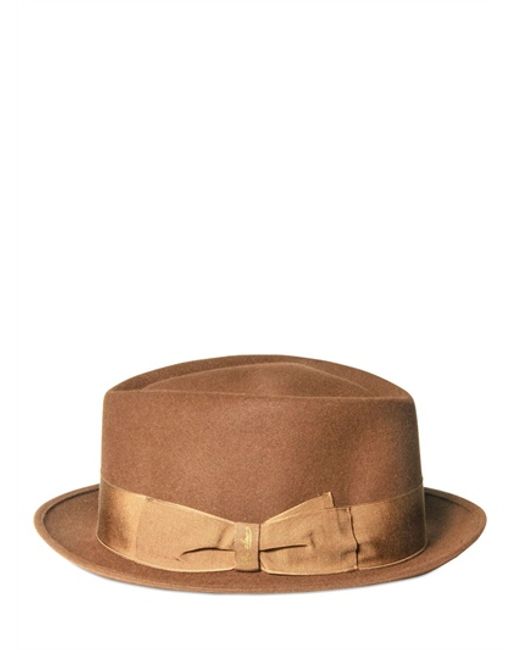 Borsalino Rain Proof Fur Felt Pork Pie Hat in Light Brown (Brown) for Men |  Lyst