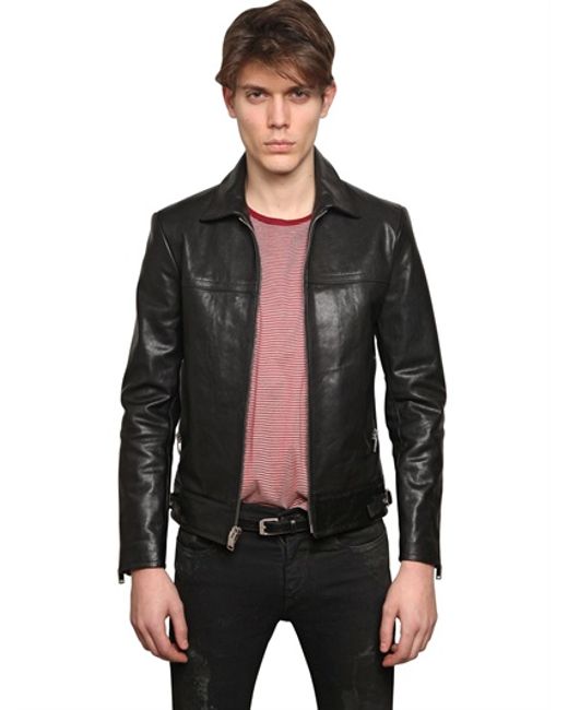 Saint Laurent Black Plongé Nappa Leather Jacket for men