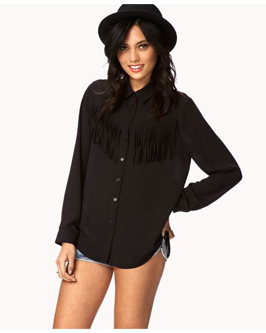 Forever 21 Western Fringe Shirt in 