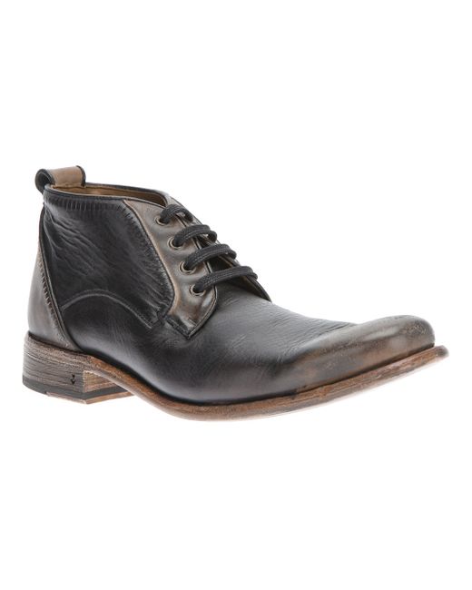 John Varvatos Black Distressed Ankle Boot for men