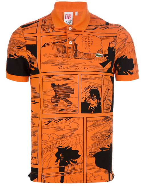 Lacoste Orange Cartoon Print Polo Shirt for men
