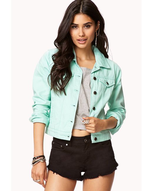 Forever 21 Classic Denim Jacket in Mint 