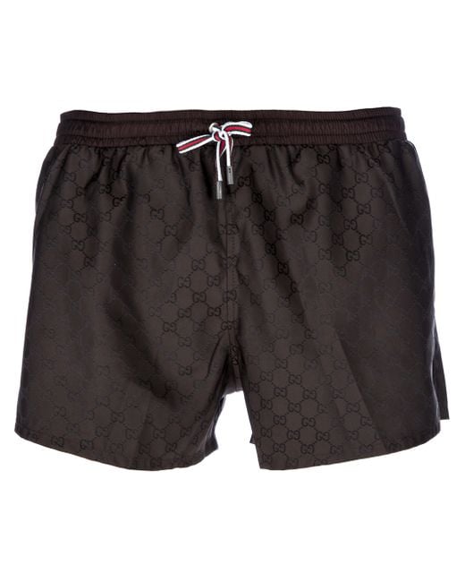 Gucci Black Monogram Swim Shorts for men