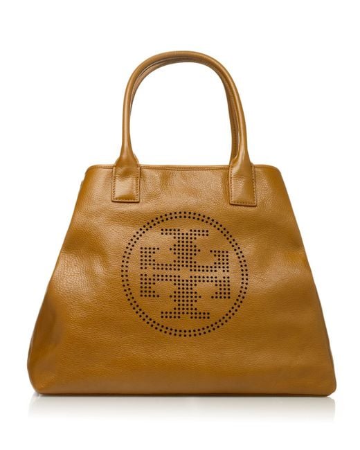Tory Burch Brown Perforated Logo Tote