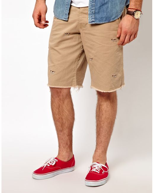 Ralph Lauren Natural Shorts with Dogs Embroidery for men