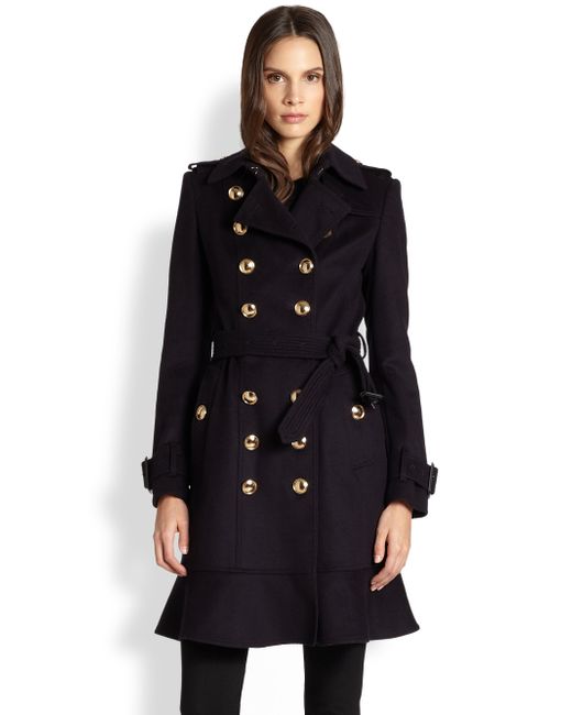 Burberry New Littleton Gold Button Trench in Blue | Lyst