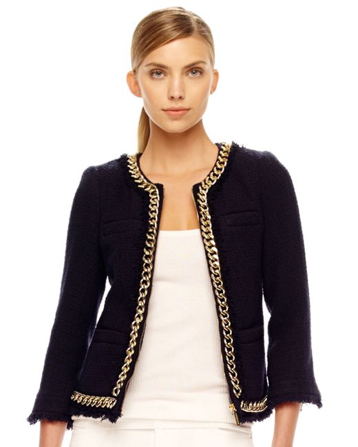 Michael Kors Chaintrim Tweed Jacket in Blue Lyst