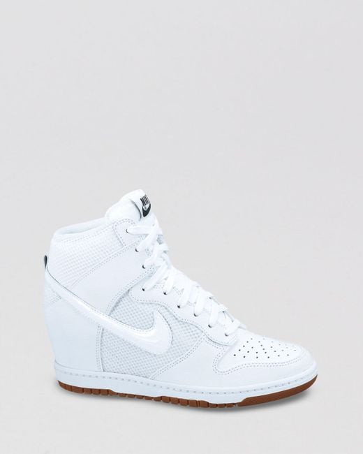 Nike Lace Up High Top Sneaker Wedges Womens Sky Hi Mesh in White | Lyst