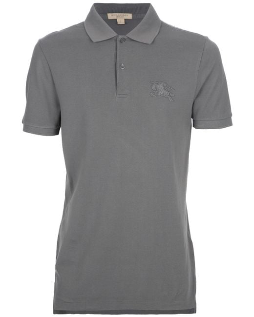 Burberry Gray Large Logo Polo Shirt for men