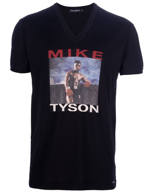 Dolce & Gabbana Black Printed Mike Tyson T-Shirt for men