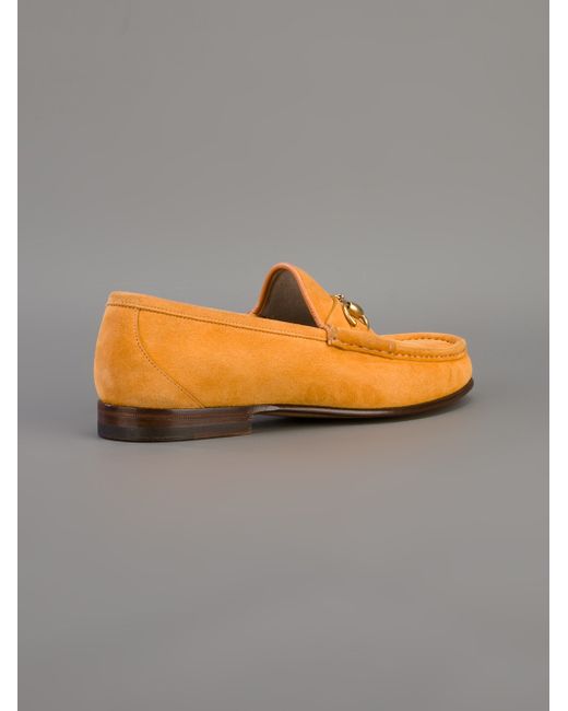 VINTAGE Gucci Orange Suede Men’s Slip-On Loafers with Monogram Strap Gucci Suede Loafers in Orange for Men | Lyst main image 3
