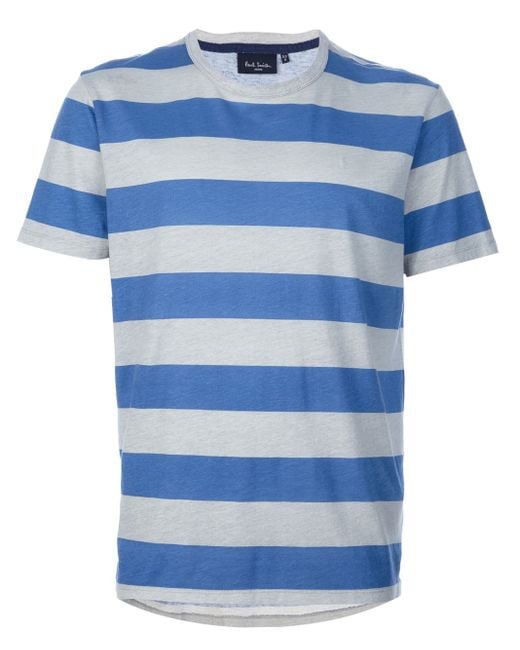 Paul Smith Blue Thick Striped Tshirt for men