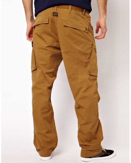 G-Star RAW Brown G Star Cargo Pants Rovic Loose with Belt for men