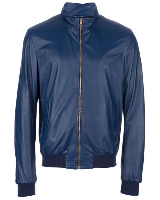 Gucci Blue Leather Bomber Jacket for men