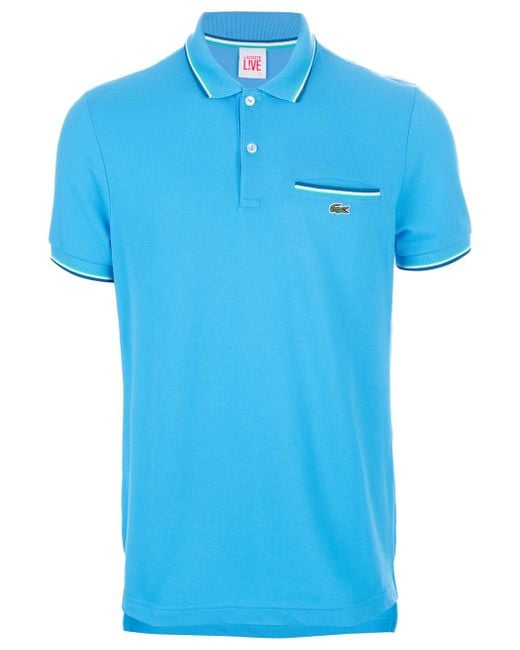 Lacoste L!ive Polo Shirt with Pocket in Blue for Men