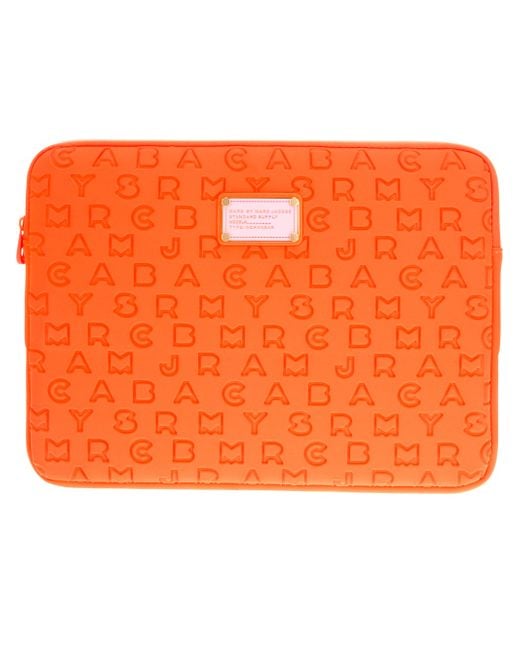 Marc By Marc Jacobs Orange Brand Embossed 13 Laptop Sleeve