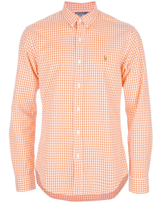 Polo Ralph Lauren Orange Button Down Checked Shirt for men