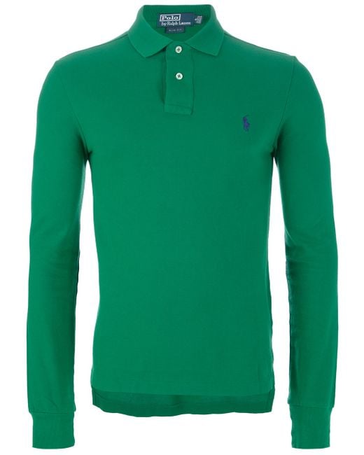 Ralph Lauren Blue Label Long Sleeve Polo Shirt in Green for Men | Lyst