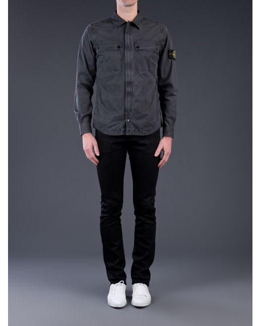Stone Island Zip Shirt in Black for Men 