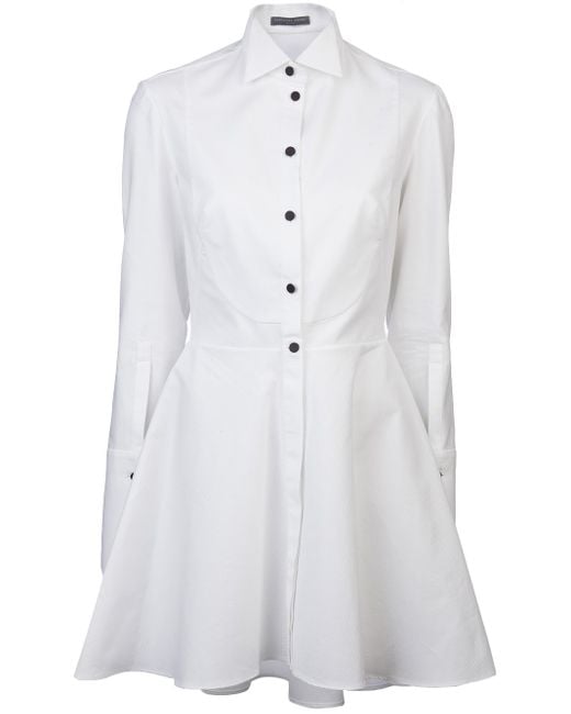 Alexander McQueen White Tuxedo Shirt Dress
