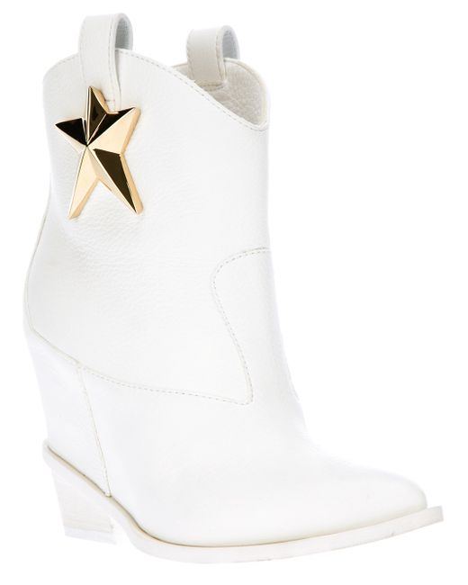 Giuseppe Zanotti White Star Motif Cowboy Boot