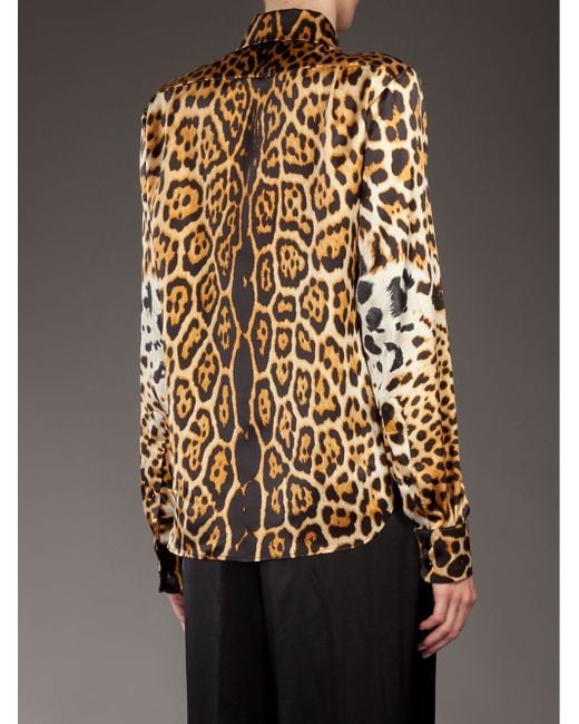 Saint laurent Leopard Print T-shirt in Animal (BROWN) - Save 60% | Lyst