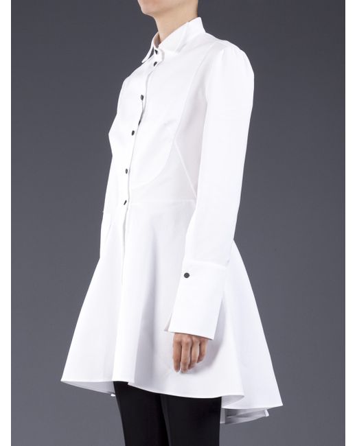 Alexander McQueen Tuxedo Shirt Dress in White | Lyst