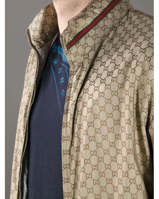 Gucci Logo Print Bomber Jacket in Metallic for Men