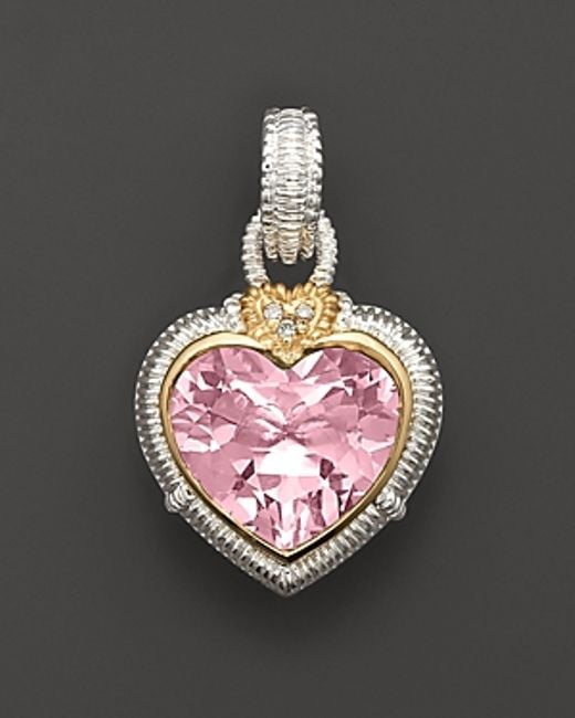 Judith Ripka Sterling Silver Large Pink Heart Stone Enhancer | Lyst