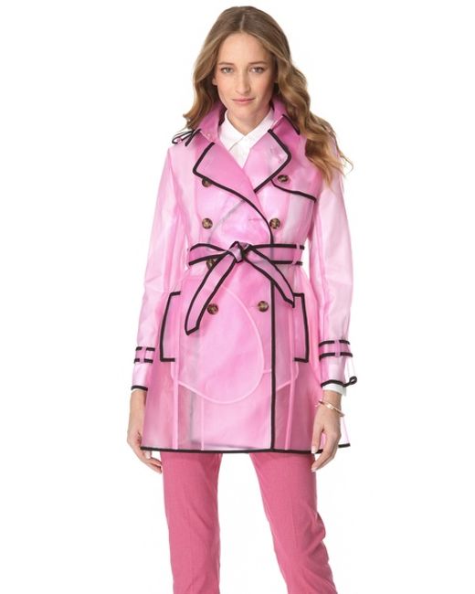 Red Valentino Transpa Raincoat In, Red Valentino Clear Trench Coat With Bow Detail