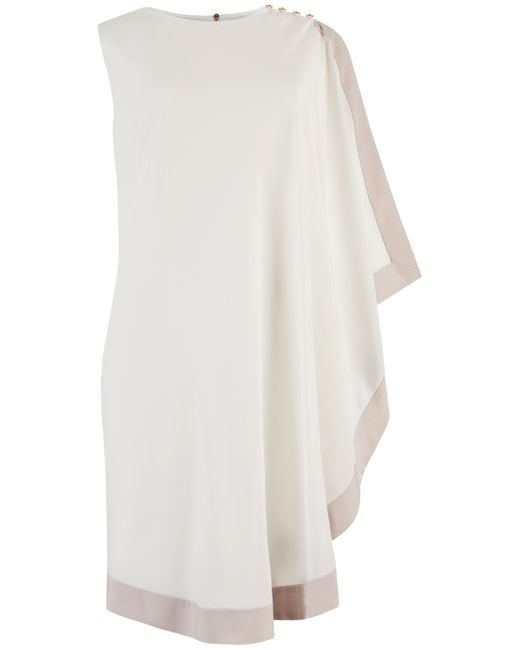 Ted Baker White Bolty One Sided Draped Tunic