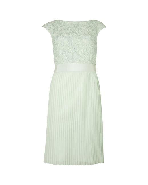 Ted Baker Green Aliana Lace Detail Button Back Dress