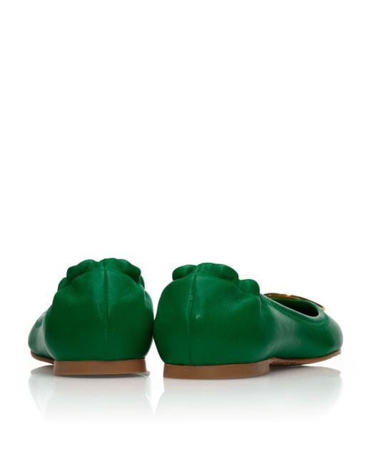 Tory Burch Reva Ballet Flat in Green | Lyst