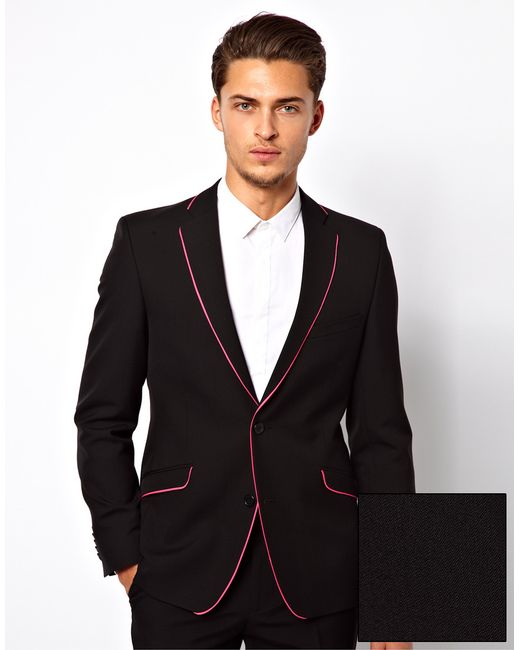 Lambretta Black Suit Jacket with Neon Trim for men