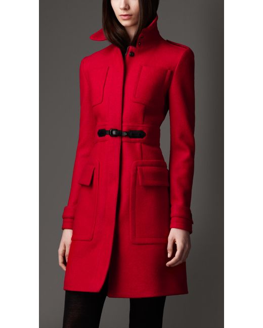 Burberry red top wool coat