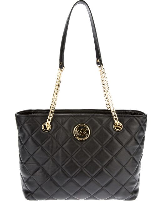 MICHAEL Michael Kors Fulton Large Quilted Tote in Black | Lyst