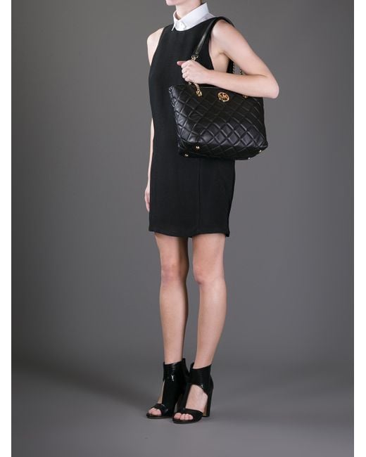 MICHAEL Michael Kors Fulton Large Quilted Tote in Black Lyst