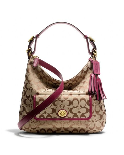 COACH Brown Legacy Courtenay Hobo Shoulder Bag in Signature Fabric