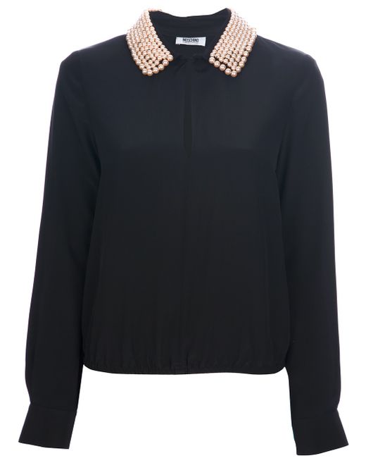Boutique Moschino Black Pearl Collar Shirt