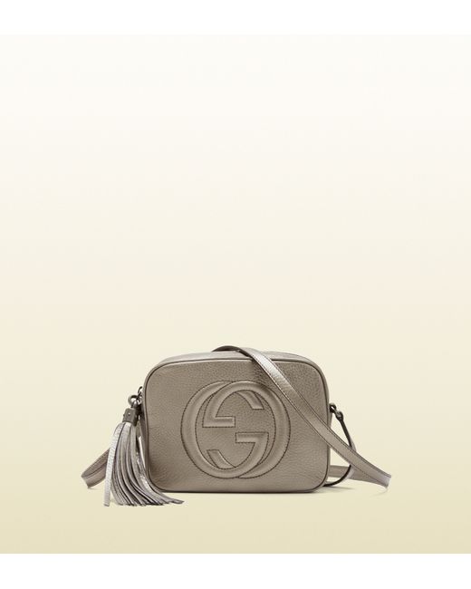 Gucci Gray Soho Metallic Leather Disco Bag