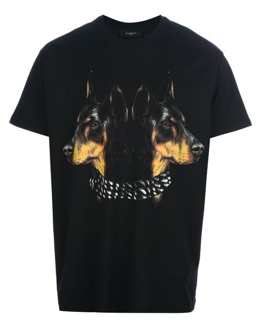 Givenchy Black Dog Printed Tshirt for men
