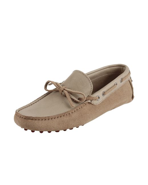 Brunello Cucinelli Tie Suede and Leather Driving Moccasins in Natural for  Men | Lyst