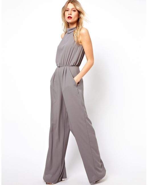 Love Gray Jumpsuit with Polo Neck