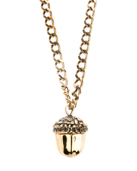 Alexander McQueen Metallic Acorn Pendant Necklace