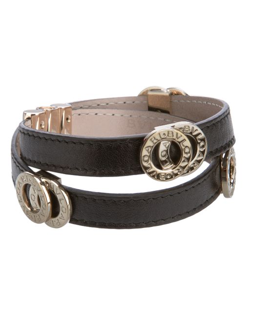 BVLGARI Black Leather Strap Bracelet
