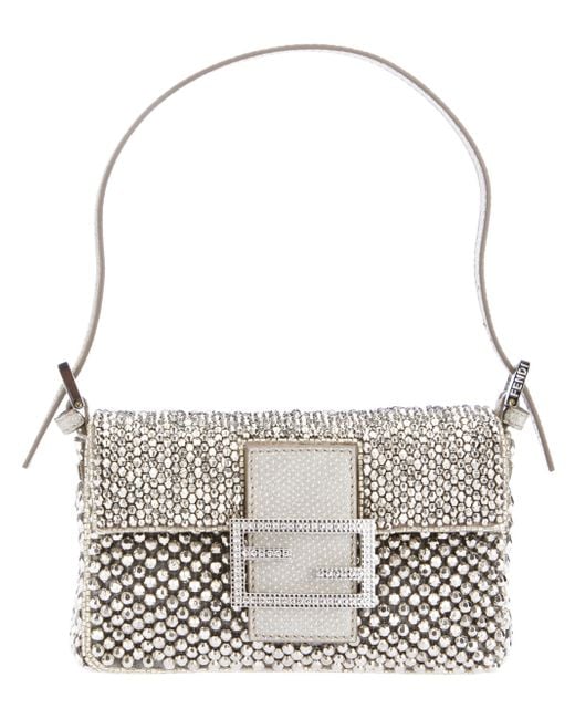 Fendi Metallic Metal Beaded Clutch